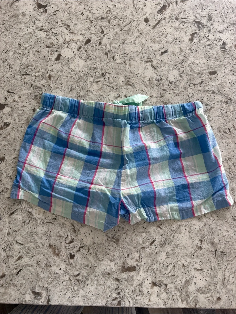 Old Navy Plaid Cotton Lounge Shorts in Blue and Mint - Picture 5 of 6